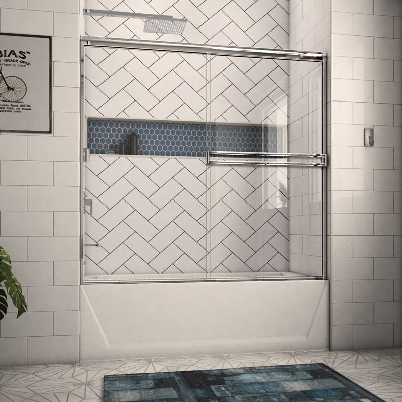 Arizona Shower Door 56" x 55" Bypass SemiFrameless Tub Door Wayfair